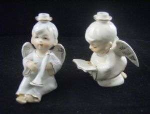 Vintage H.I. Co ANGELS w/ Trumphet CANDLE HOLDERS  