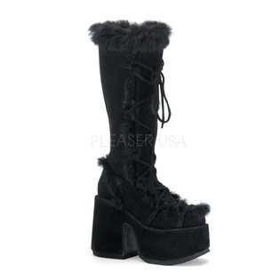 Pleaser USA CAMEL 311, 5 Inch Faux Suede Knee High Trendy Fur Boot at 