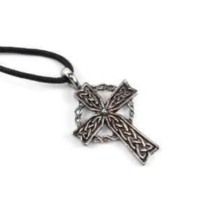   Cross for Devotion, Pewter Pendant on Adjustable Corded Necklace