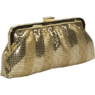 Handbags Whiting and Davis Matte Shine Stripes Clutch Gold Shoes 