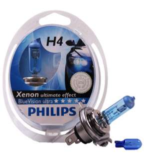 PHILIPS H4 BLUEVISION ULTRA 4000K 2x + BLUE VISION W5W  