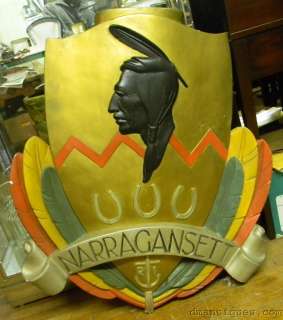 NARRAGANSETT HORSE RACE TRACK DECORATIVE PAINTED SIGN Wood Plaster 