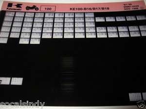   KE100 Parts List Manual Catalog Microfiche, Dual Purpose KE 100  
