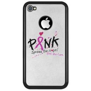   4S Clear Case Black Cancer Pink Ribbon Spread The Hope Find The Cure