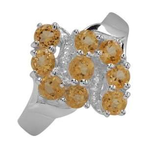 Elegant Brand New Ring With 1.35Ctw Genuine Citrines Crafted In 925 