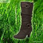 brown pu size 5 5 knee high comfy low kitten
