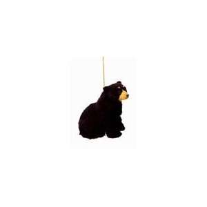 Rustic Lodge Furry Black Bear Christmas Ornament 