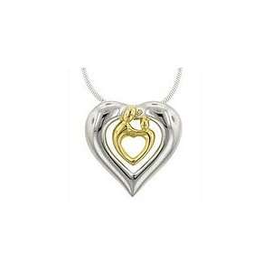  Silver Eternal Bond Heart Necklace, Mothers Jewelry 