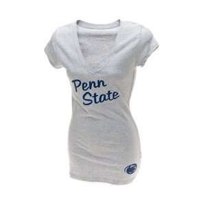  Penn State Womens VNeck T Shirt Gray Cursive Sports 