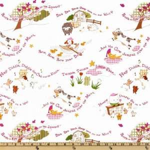  44 Wide Nursery Rhymes Ivory/Pink Fabric By The Yard 