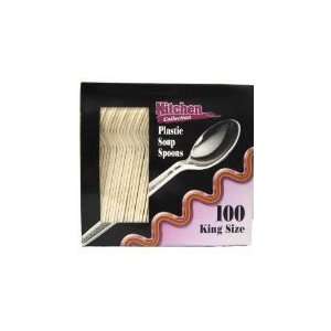    IVORY PLASTIC SOUP SPOONS KING SIZE BOX/100 