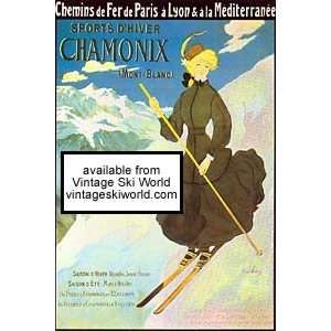  Chamonix Poster   Skier in Skirt