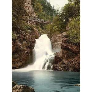 Vintage Travel Poster   Triglav Rothwein (i.e. Rotwein) and waterfall 