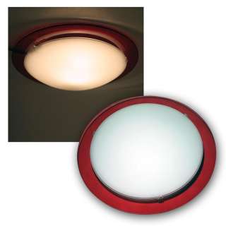 LED Deckenleuchte rot/Milchglas, 80 superhelle LEDs warmweiß 