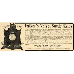   Ad August Falkers Velvet Suede Skins Animal Art   Original Print Ad