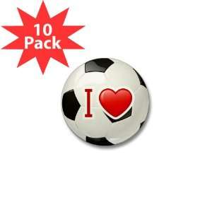  Mini Button (10 Pack) I Love Soccer or Football 