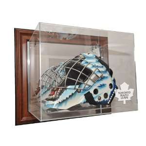   Mask Display Case Wall Mount with Classic Wood Finish Frame Sports