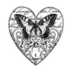  Magenta Cling Stamps Swallowtail Heart; 2 Items/Order Arts 