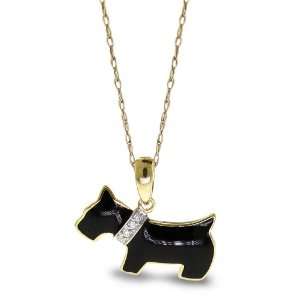  10k Yellow Gold Diamond Scottish Terrier Pendant (.02 cttw) Jewelry