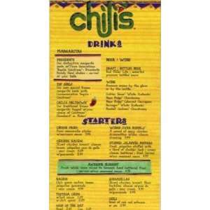  Chilis Southwest Grill & Bar Menu 1995 