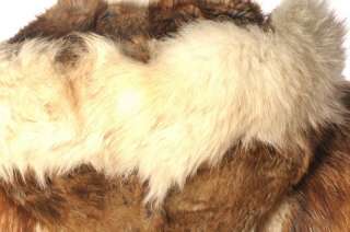   70s Hooded Sheared Beaver Fur Leather Tunic Dress Coat w Fox Trim sz M