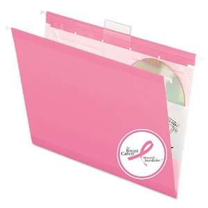   Reinforced Hanging File Folders, Letter, Pink, 20/Box