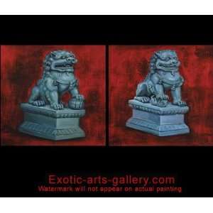  Fu Dog Painting Foo Dogs Painting Feng Shui Artwork oil 