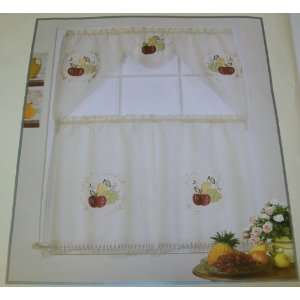  Jubilee Elegant Embroidered Kitchen Curtain Set 