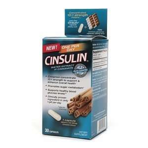  CinSulin Water Extract of Cinnamon, One Per Day, Capsules 