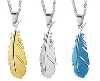   Quality 316L Stainless Steel Silver Bird Feathers Fashion Men Necklace