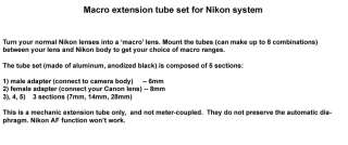 Macro extension tube for Nikon D40x D50 D70s D300 D80  