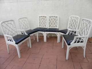 CHIPPENDALE off white white chairs, 2 arm chairs and 4 chairs 