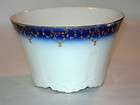   VICTORIAN FLOW BLUE BOWL 24KT GOLD GILDING BLUE AND WHITE CHINA
