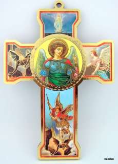 Saint St Michael Wood Wall Cross Patron Archangel  