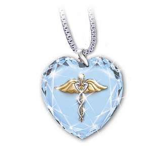 Healing Touch Crystal Heart Pendant Necklace Nurse Gift  