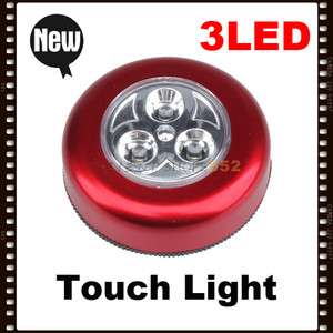 Battery Powered 3 LED Red tick Tap Touch Light Lamp F  