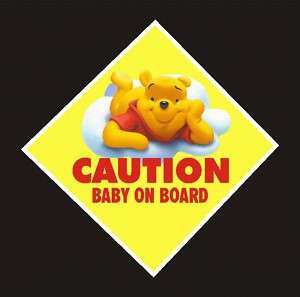 Winnie The Pooh Baby on Board Decal, Sticker Yellow #2  