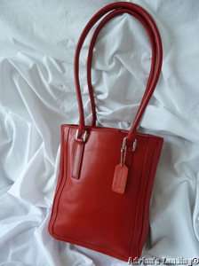   Vintage Bonnie Bucket Red Leather Tote Style Bag/Purse #9422 ~ MINT