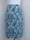 Womens Merona size 8 silver blue paisley cotton skirt knee length 