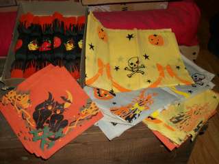   Lot High End Crepe Tablecloth napkins candy wow rare cat skull  