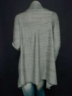 Trendy Asymmetric Hem Draped Neck Long Sleeves Wrap Shirt Blouse 