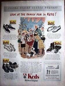 Vintage US Keds High Top Tennis Shoes Plus Ad  