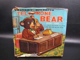 Vintage Nomura TN Japan Batt Oper Telephone Bear In Box  