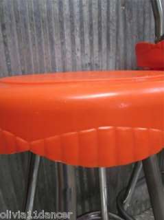 Lot 4 orange mod retro bar stools USA Chrome Tubular 70s Mid century 