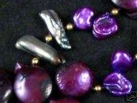 Necklace 2S Purple Biwa Brio, Sticks n Keishi Pearls  