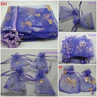 Purple Butterfly Organza Wedding Favor Gift Bags Pouch  