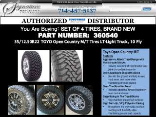 35/12.50R22 Toyo Open Country M/T Tires   LT 10 Ply  