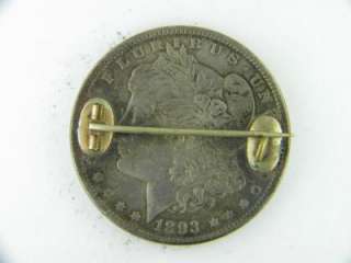 1893 $1 Morgan Dollar AU/Unc (Soldered Pin) /C 954  