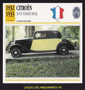 1932 1933 CITROEN 10 CV COACH FRENCH SPEC PHOTO CARD  