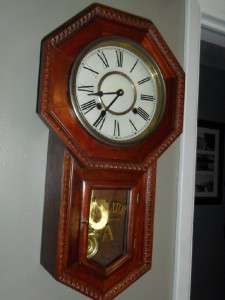 Antique Ansonia 8 Day Wall Regulator Clock Time & Strike Chime 